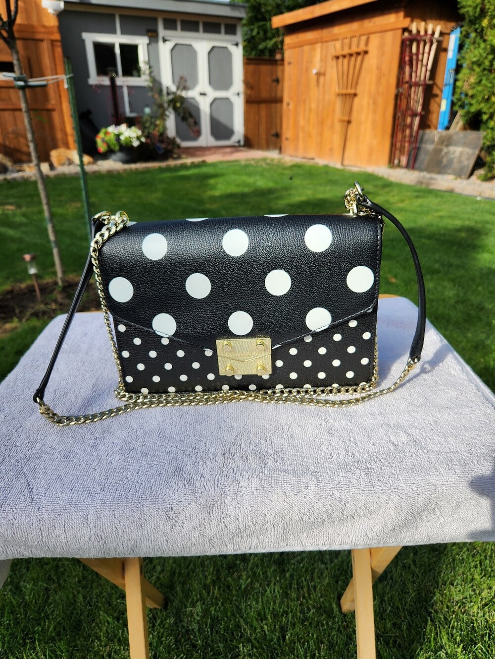 Karl Lagerfeld Polka Dot Chain Shoulder Bag - Picture 6 of 14